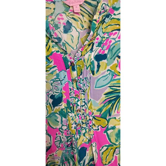 4170) Lily Pullitzer Tropical Harbor Island Rayon Tunic Top Size Medium - Picture 7 of 10